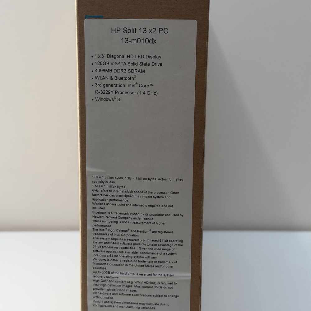 NEW HP Split x2 13-m010dx i3 4GB 128GB SSD 13.3” Windows 8 Open Box Nos