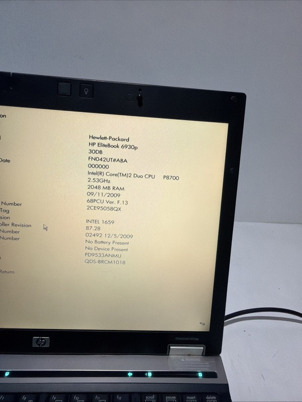 Hp Elitebook 6930p 14" Laptop Core 2 Duo P8700 2gb Ram No Drives Boots Bios gallery