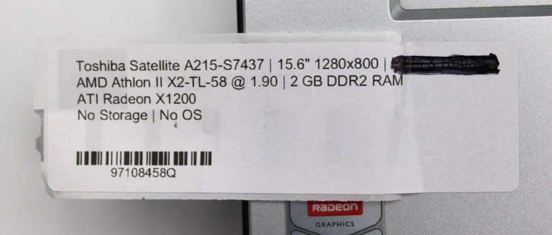 Toshiba Satellite A215 AthlonII X2-TL-58@1.9GHz 2GB DDR2 NO STORAGE/OS*USD/TSTD* gallery