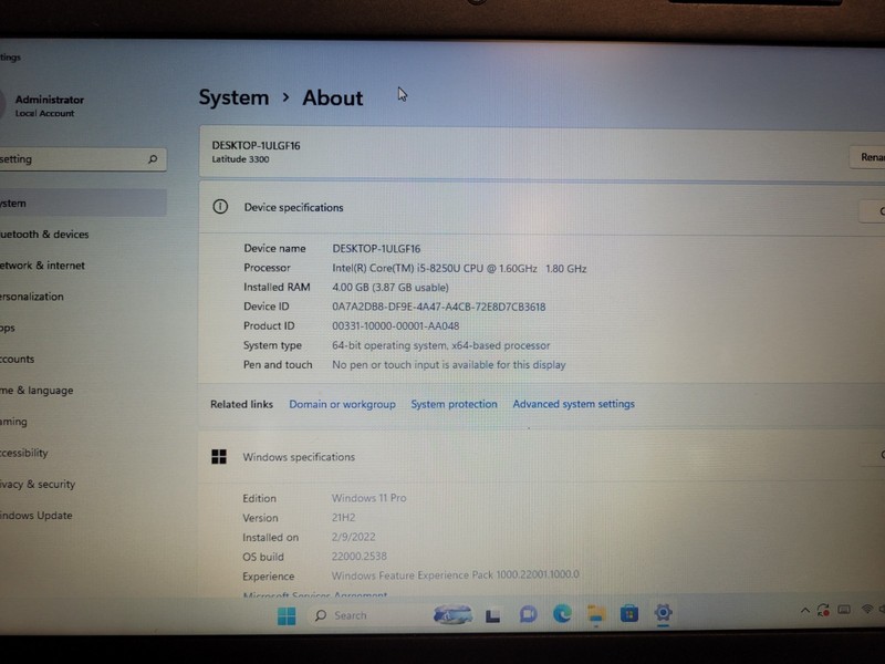 Dell latitude 3300 13.2" i5-8250u 1.6ghz 4gb ram no ssd*bios lock parts 6X2LGW2 gallery