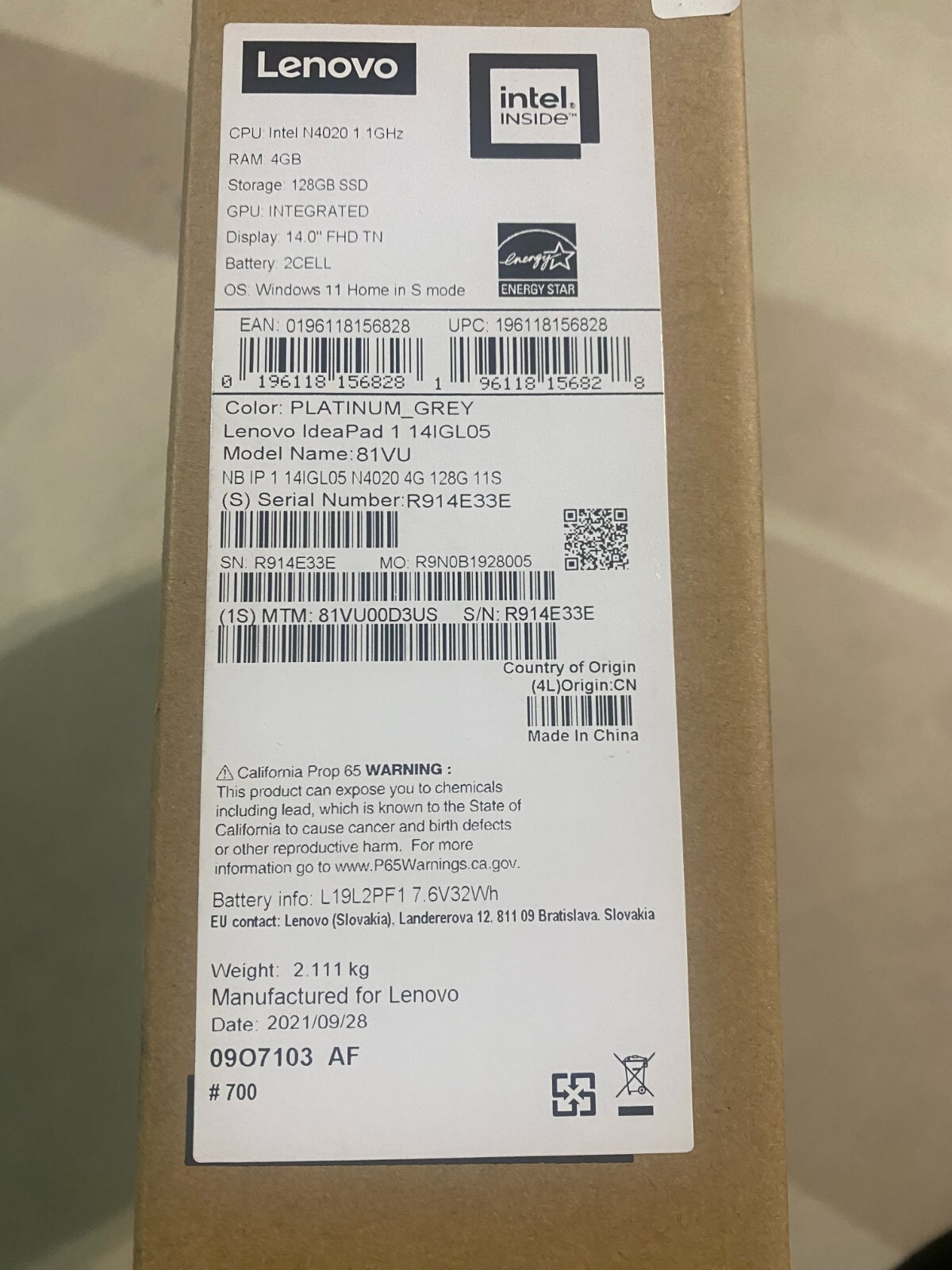Lenovo IdeaPad Laptop, 14.0" HD Display, Intel Celeron N4020,4GB ,128 GB Win 11 gallery