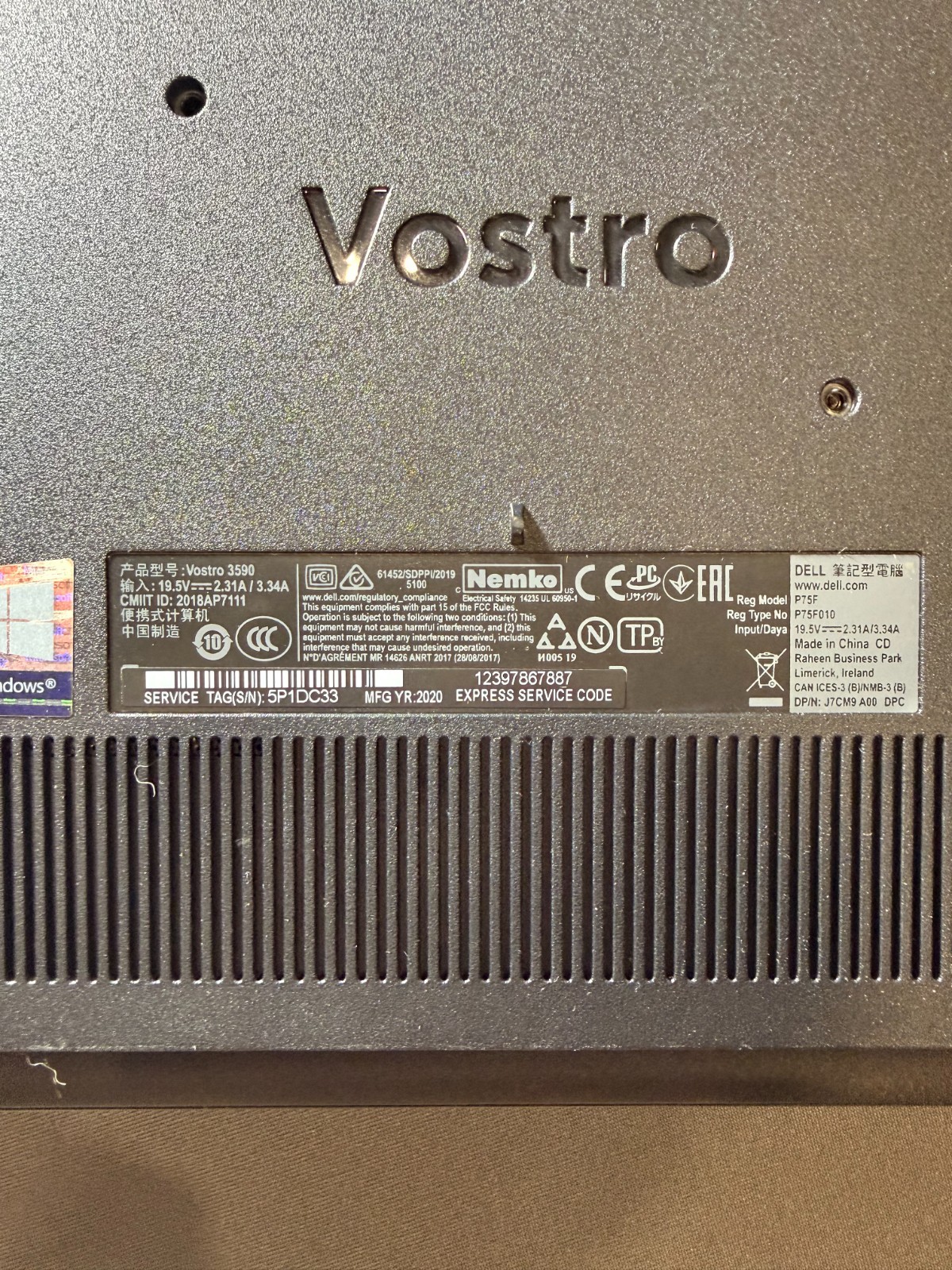 Dell Vostro 3590 15.6" Laptop FOR PARTS | No SSD/RAM | Boots Parts Only gallery