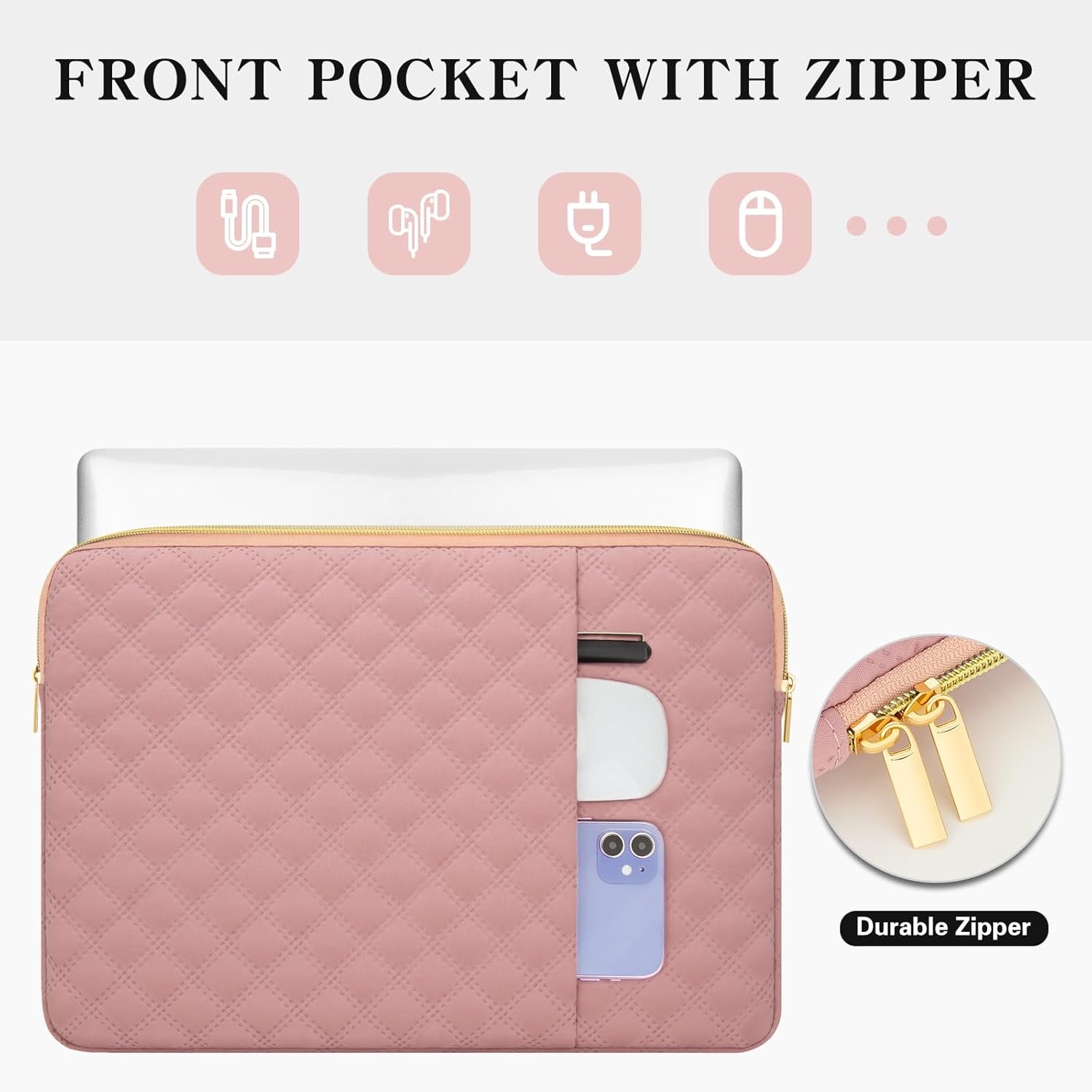 Pink Laptop Sleeve Case for 14 Inch MacBook Pro M1 M2 M3 M4 M5 with Pocket gallery