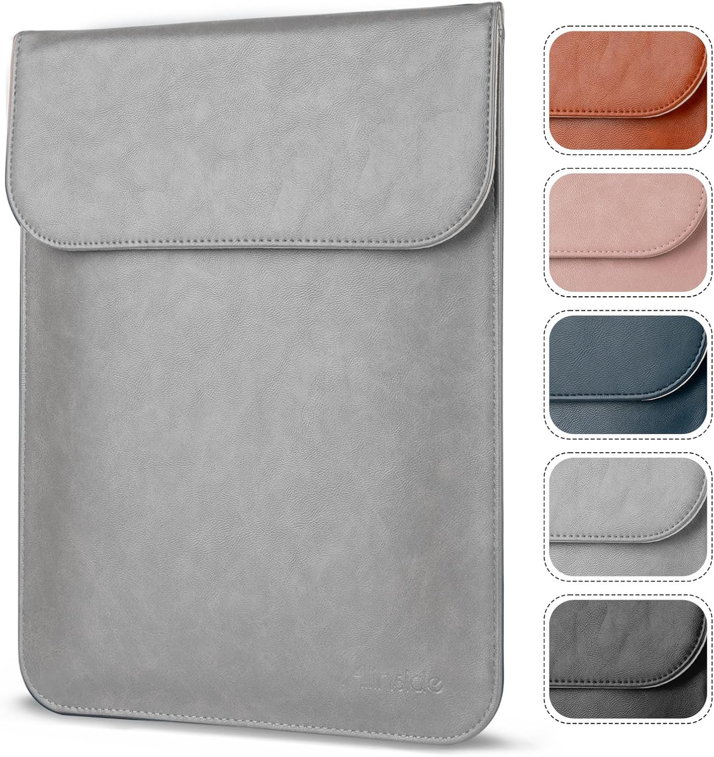 Gray Waterproof PU Leather Laptop Sleeve Bag for 15-16 inch MacBook Pro/Air gallery