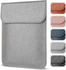 Gray Waterproof PU Leather Laptop Sleeve Bag for 15-16 inch MacBook Pro/Air
