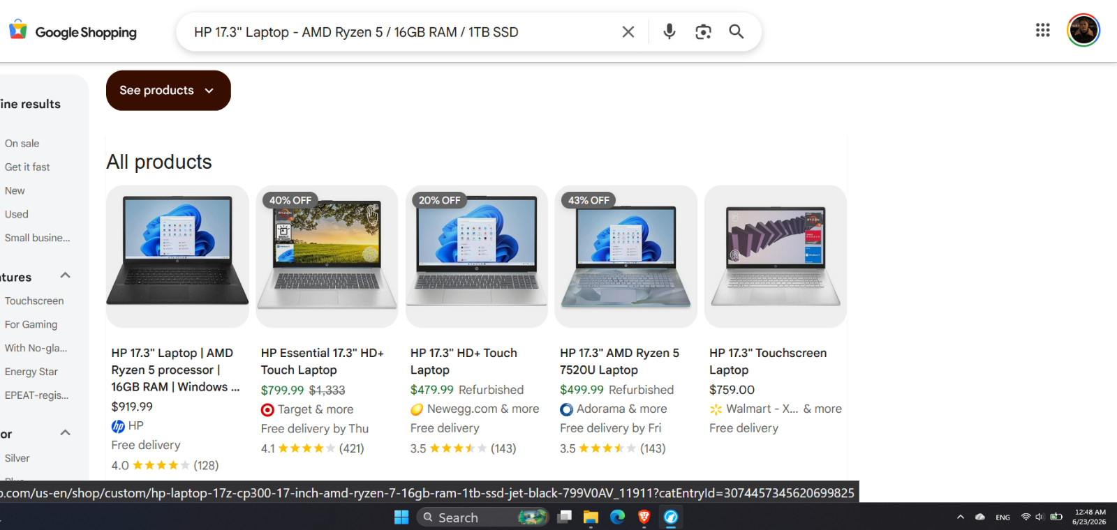 HP 17.3" Laptop - AMD Ryzen 5 / 16GB RAM / 1TB SSD - Excellent Condition gallery