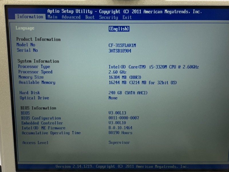 Panasonic CF-31SFLAX1M Core i5-3320 2.6GHz 16GB RAM 240GB SSD NO OS Fair gallery