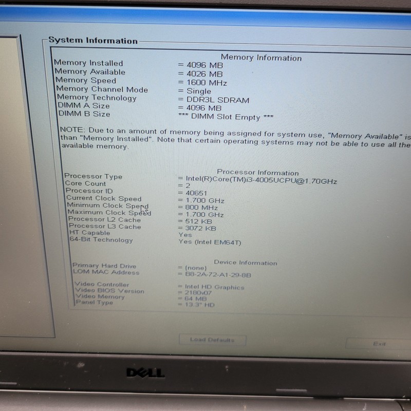 Dell Latitude 3340 Core i3 4005U 1.7GHz 4GB RAM No HDD 13" - ***Boot to Bios gallery