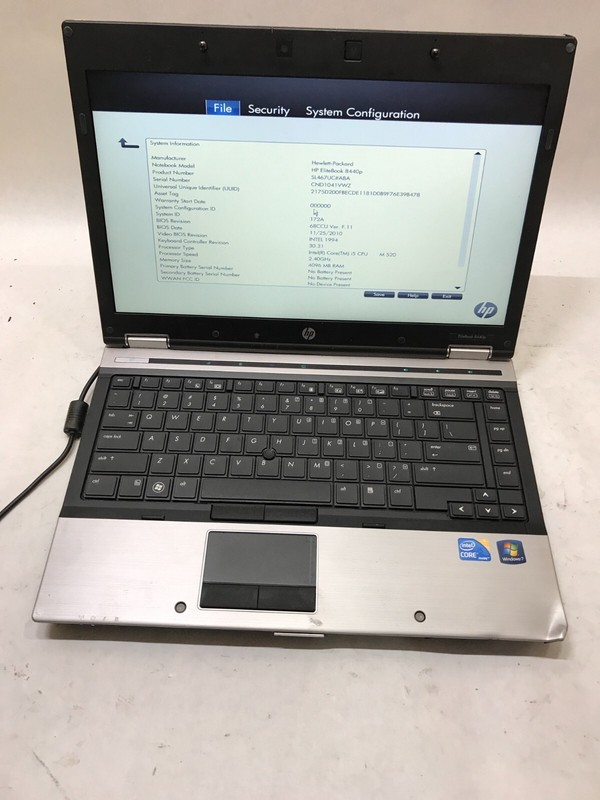 HP EliteBook 8440p 14" Laptop Intel Core i5 4GB RAM NO HDD/OS Boots to BIOS - DW gallery