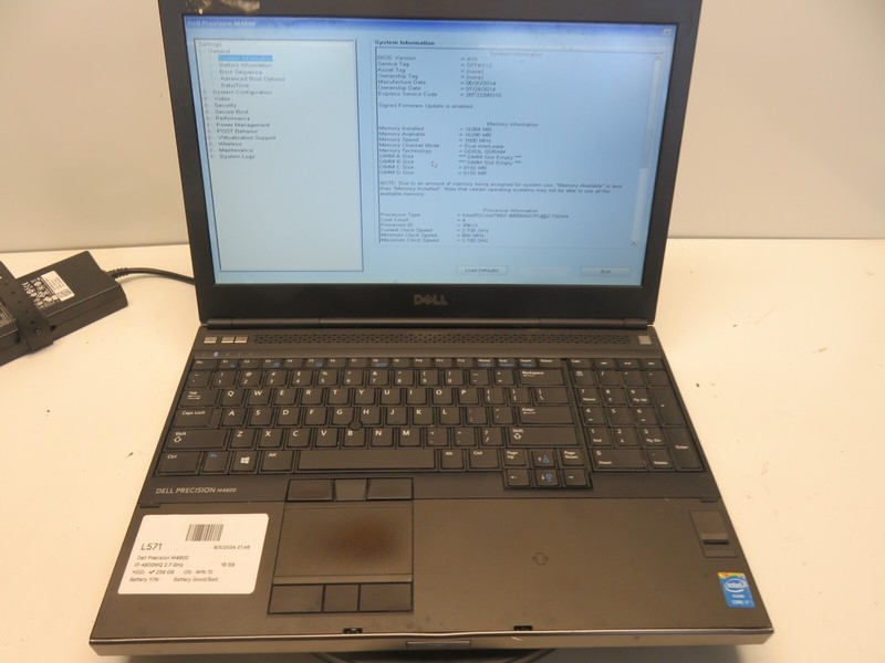 Dell Precision M4800 Laptop Intel Core i7-4800MQ 16GB 256GB SSD W10 QuadroK1100M gallery