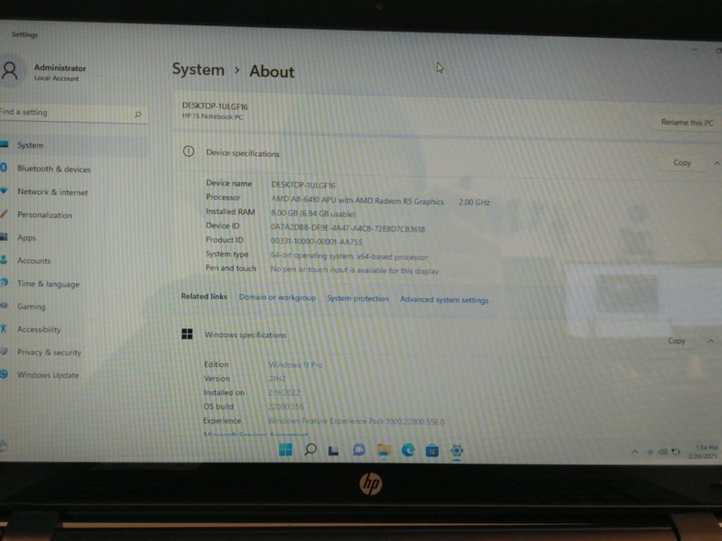 HP 15 NoteBook 15.6”Amd A8-6410 API 2GHz 8gb ram 500GB HDD charger 5CD4449L9M gallery