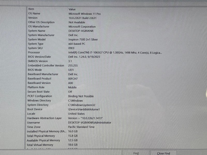 Dell Inspiron 7500 2-in-1 Silver 15.6" Core i7-1065G7 1.3GHz 16 GB 512GB Nvme gallery