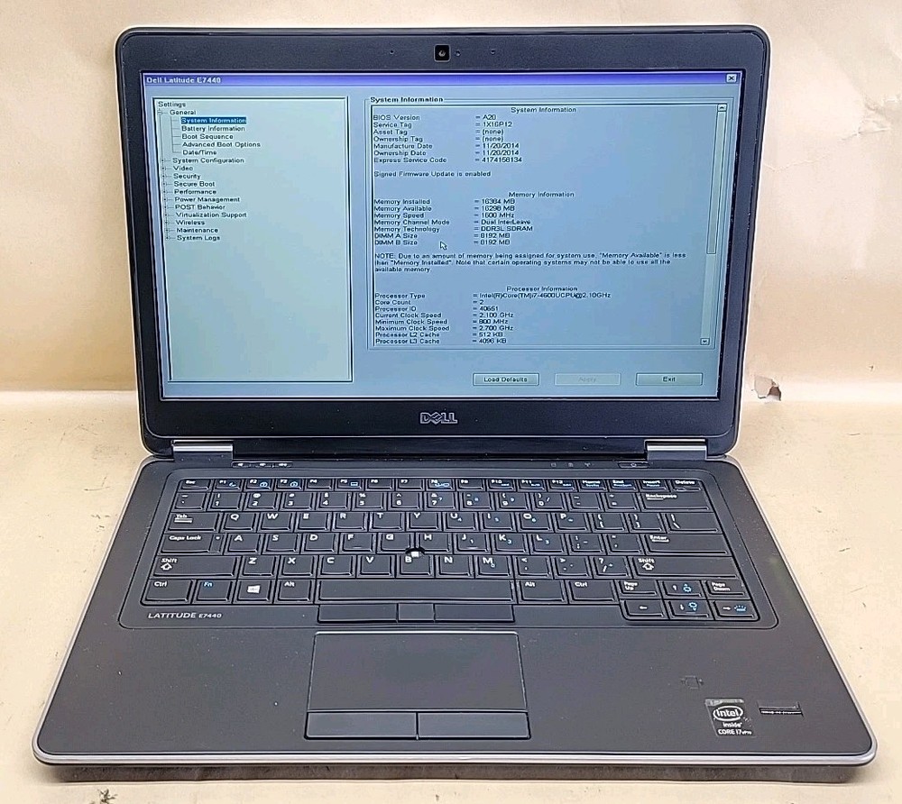Dell Latitude E7440, Intel Core i7-4600U @ 2.1GHz, 16GB RAM, NO SSD, NO OS