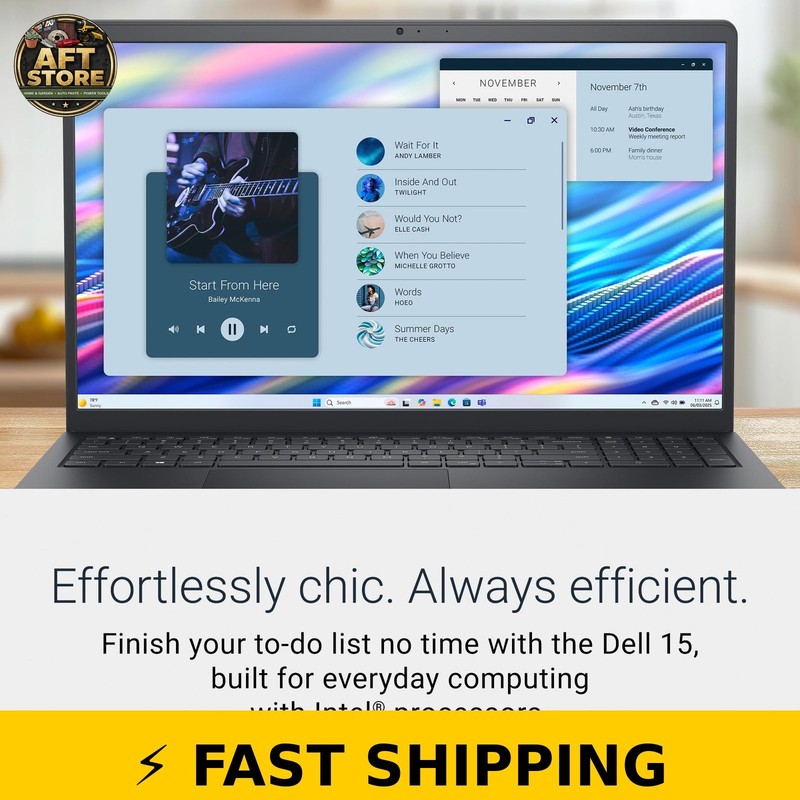 Dell 15 Laptop - 15.6" FHD, Intel Core 3, 8GB RAM, 512GB SSD, Carbon Black gallery