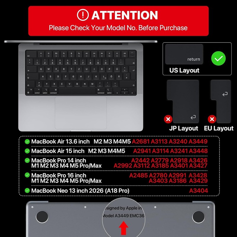 Premium Ultra Thin Keyboard Cover Protector for 2025-2021 M5/M4/M3/M2/M1 Pro/Max gallery