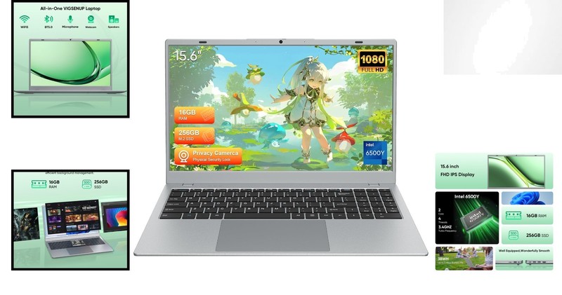 Stylish Silver 15.6" Laptop – 1080p Display, 256GB SSD & WiFi 5 Connectivity gallery