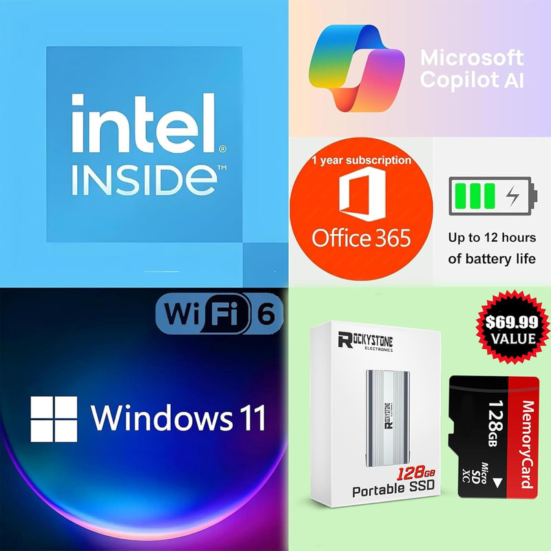 14" HD Thin and Light Laptop, Intel Processor N150(Beat N4120), 8GB RAM, 256GB S gallery