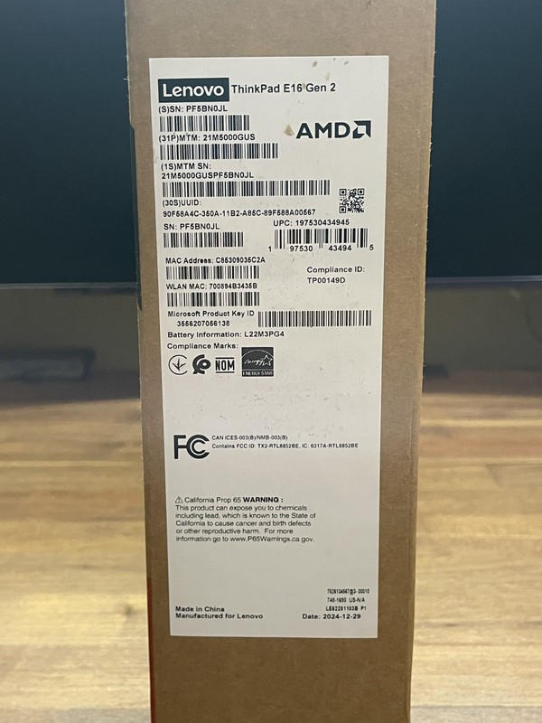New Lenovo ThinkPad E16 Gen 2 21M5 16 Ryzen 5 7535U 4.5GHz 16GB RAM 256GB SSD gallery