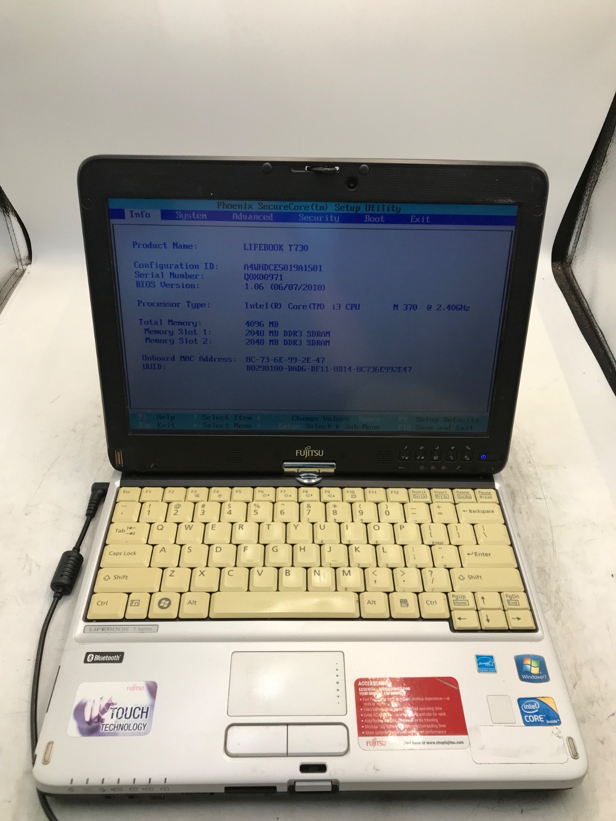 Fujitsu LifeBook T730 Intel Core i3-370M 2.4GHz 13" Laptop 4GBRAM-BOOTS BIOS -MZ gallery
