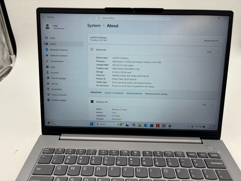 Lenovo ThinkBook 14 G7 ARP 21MV 14" 256 GB SSD 8 GB RAM Ryzen 5 7535HS gallery