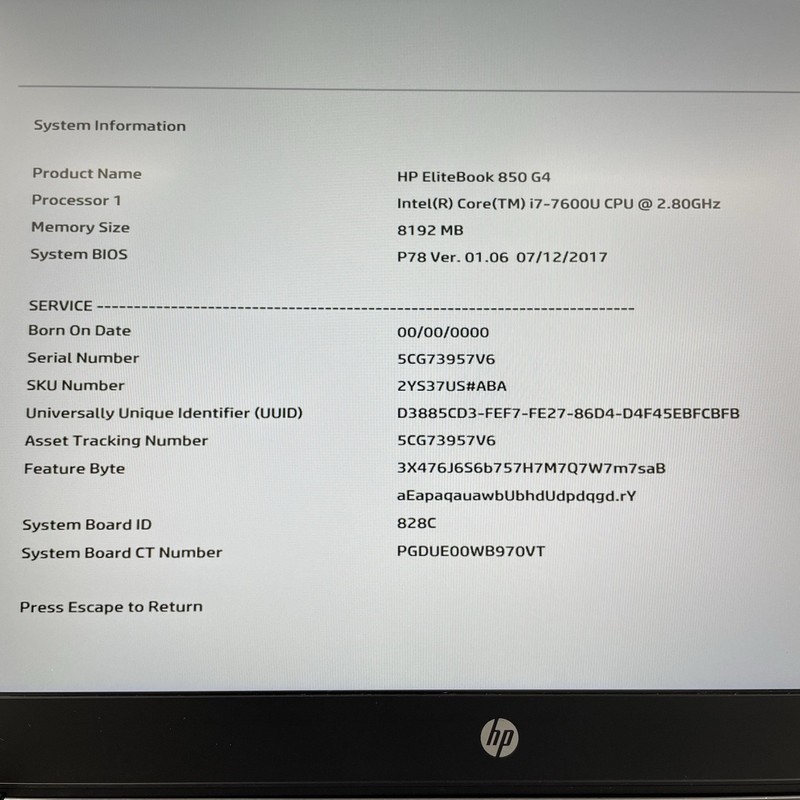 HP EliteBook 850 G4 15.6" i7-7600U 2.80 GHz 8 GB RAM No SSD/OS/AC - READ gallery