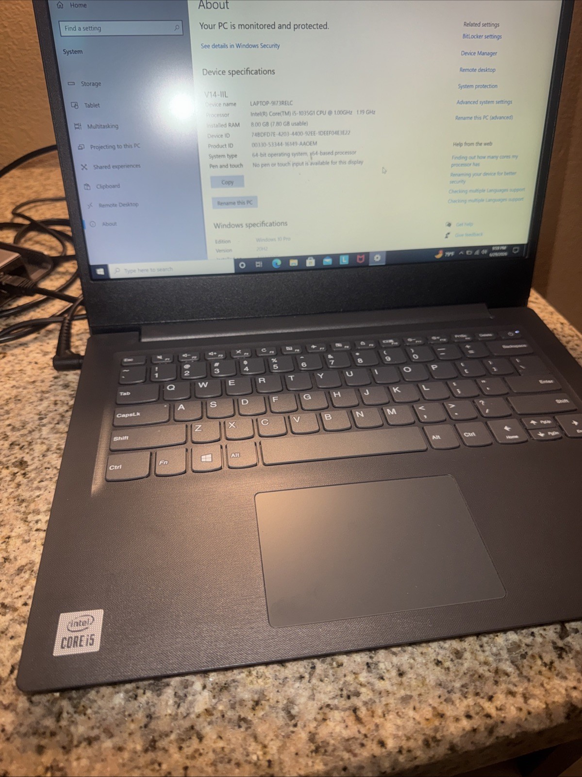 Lenovo ideaPad 3 15IIL05 Laptop i5-1035G1 1GHz 8GB RAM 256GB SSD Win 10 Pro gallery