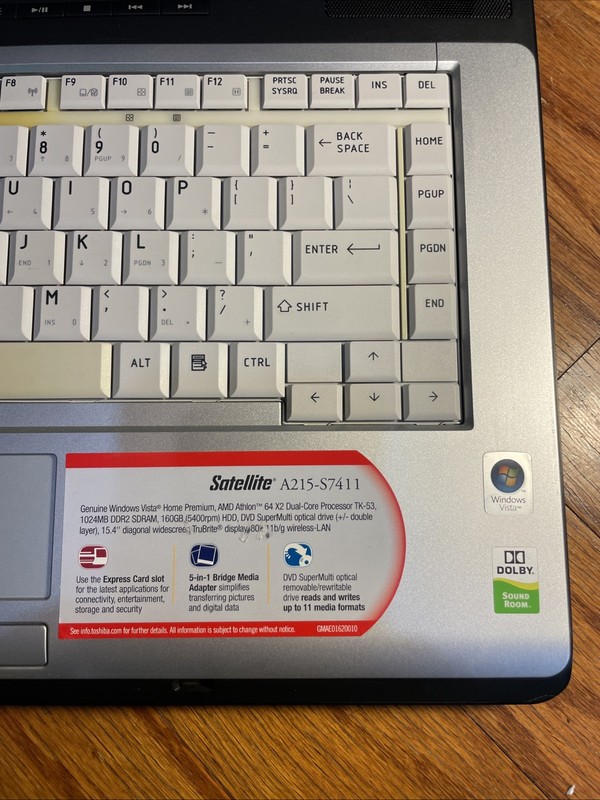 Retro Toshiba Satellite A215 Laptop! AMD Turion 64 X2 Processor! No hard drive. gallery