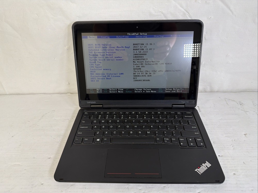 Lenovo ThinkPad Yoga 11E TOUCH Celeron N3450 1.10GHz 4GB NO HDD/OS - FRAME SPLIT