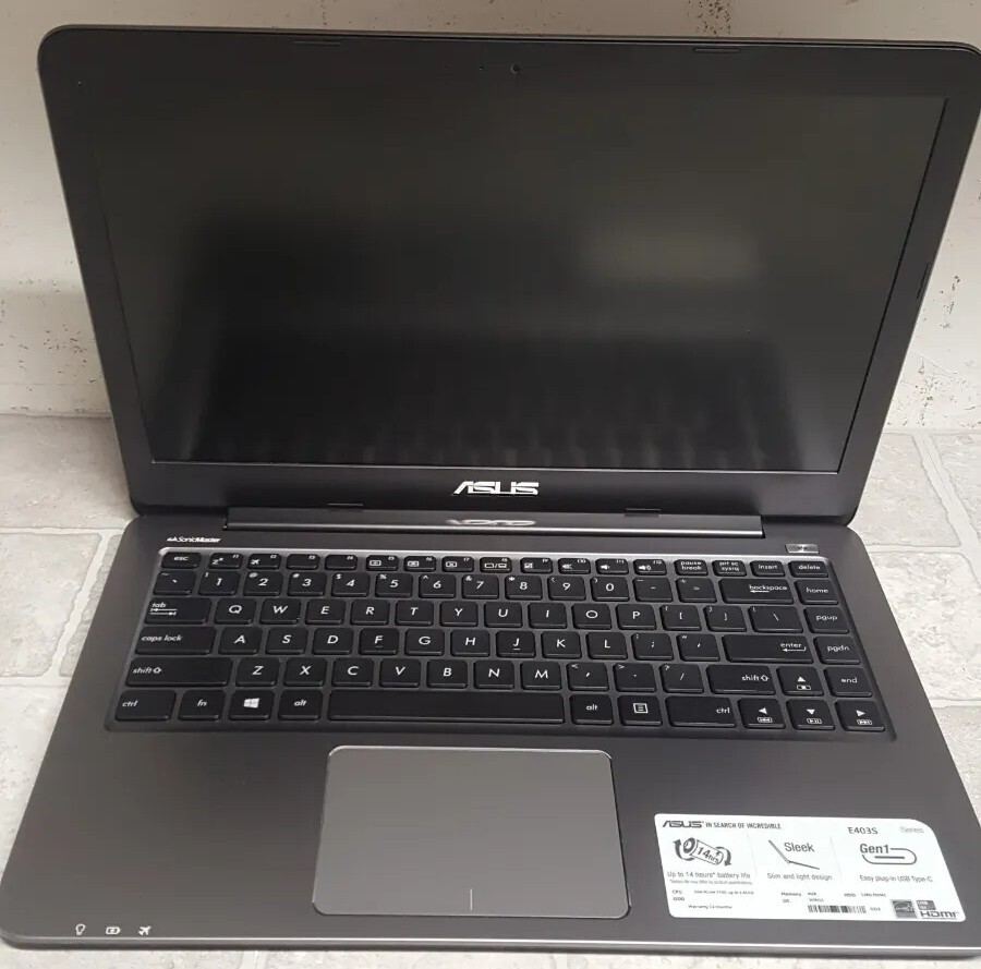 Asus E403S 14" Laptop Pentium N3700 @ 1.60 GHz BAD BATTERY/NO POWER ADAPTER