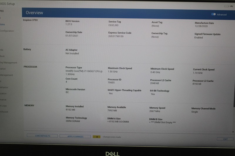 Dell Inspiron 3793 _ i7-1065G7 _ 8GB RAM _ 240GB SSD _ No OS gallery