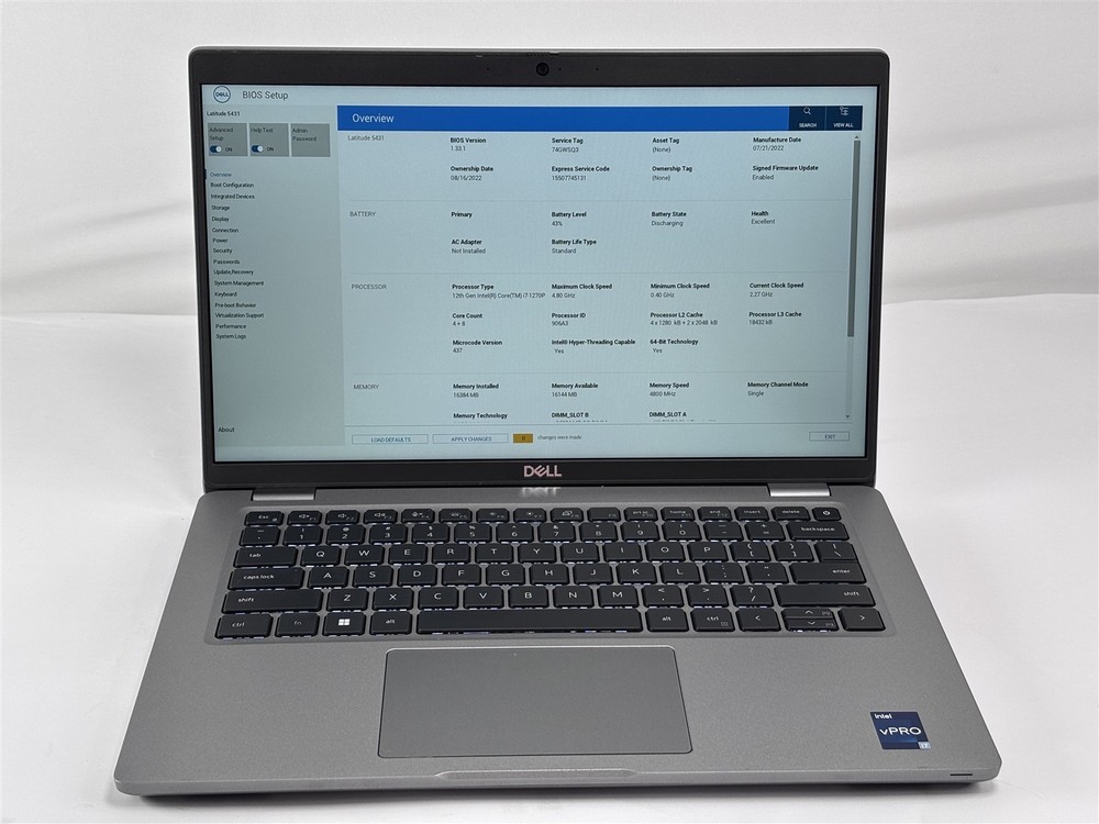 Dell Latitude 5431 14" Core i7-1270P 2.2GHz 16GB 256GB SSD Intel Iris Xe