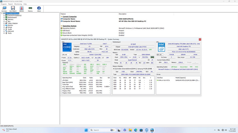 HP Elite Mini 800 G9 I7-12700 512GB SSD 16GB W11P gallery