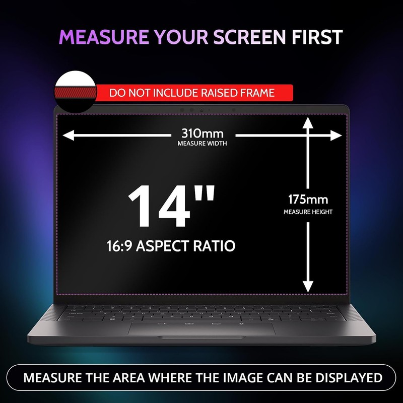 14 Inch 16:9 Aspect Ratio Laptop Privacy Screen 360° 4 Way Anti-Glare Filter gallery
