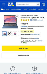 Lenovo IdeaPad Slim 3 Chromebook 14 in Full HD Intel Core i7 13th Gen Blue