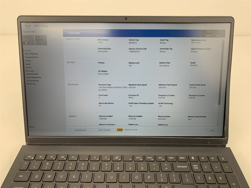Dell Inspiron 15 3520 Intel i5-1155G7 4.50GHz 16GB RAM No HDD/SSD 15.6" - PARTS gallery