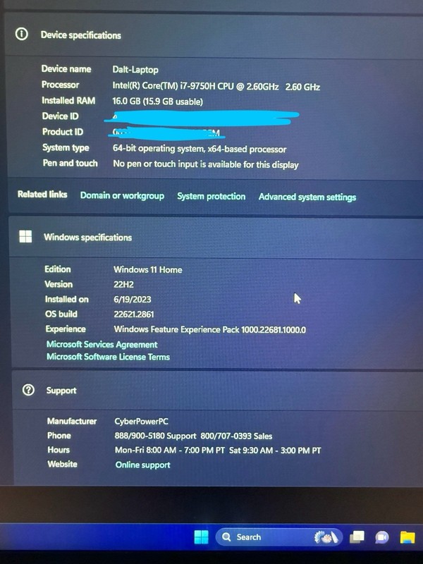 CyberPowerPC Tracer III 17” Laptop I7 9750H 16GB Ram GTX 1660TI 144hz Display gallery