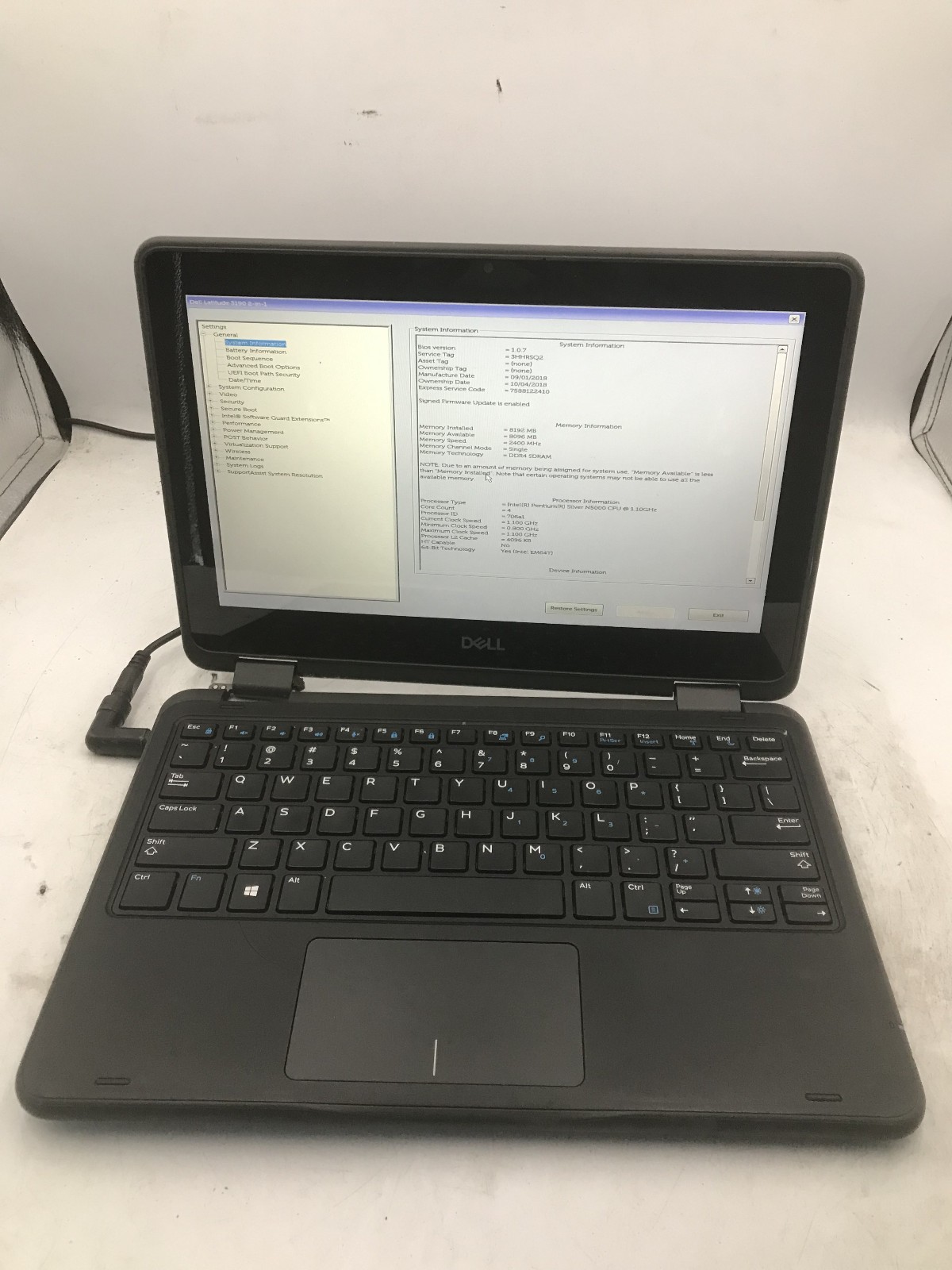 DELL LATITUDE 3190 -BOOTS TO BIOS- INTEL PENTIUM SILVER N5000 - 8GB RAM -READ-BB gallery