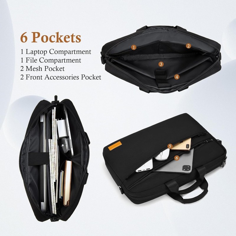 Lightweight Black Laptop Carrying Case for 17-17.3 Inch PCs, Water-Repellent Bri gallery