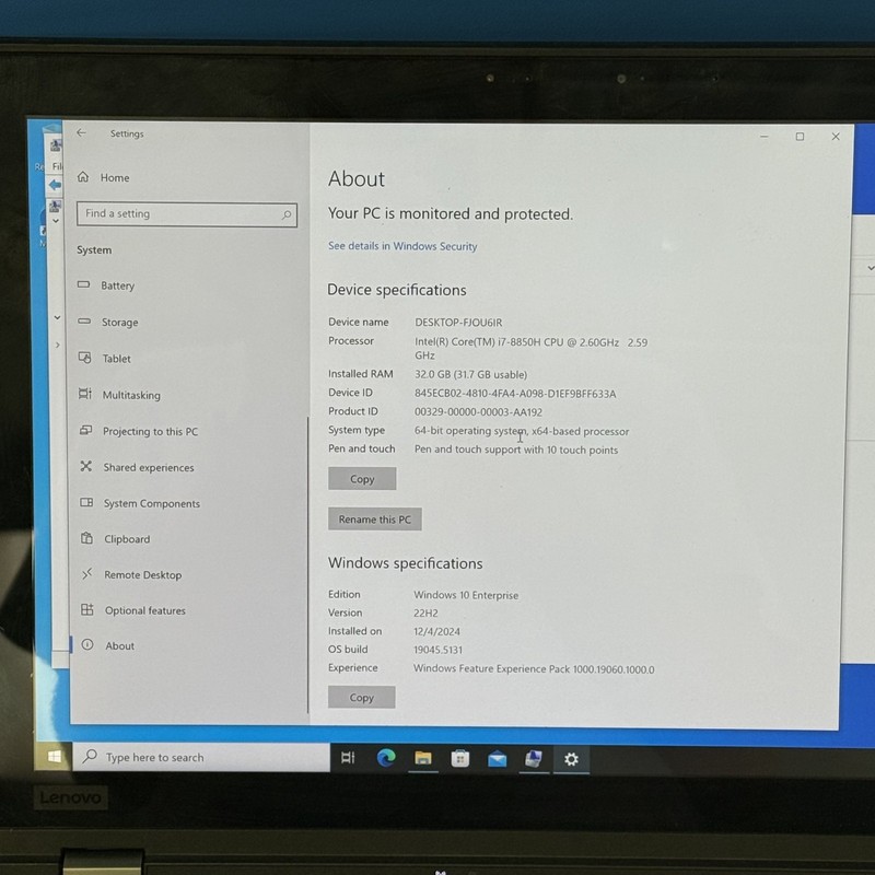 Lenovo ThinkPad P52 i7-8850H 32GB 256GB TouchScreen No Battery. For Parts gallery