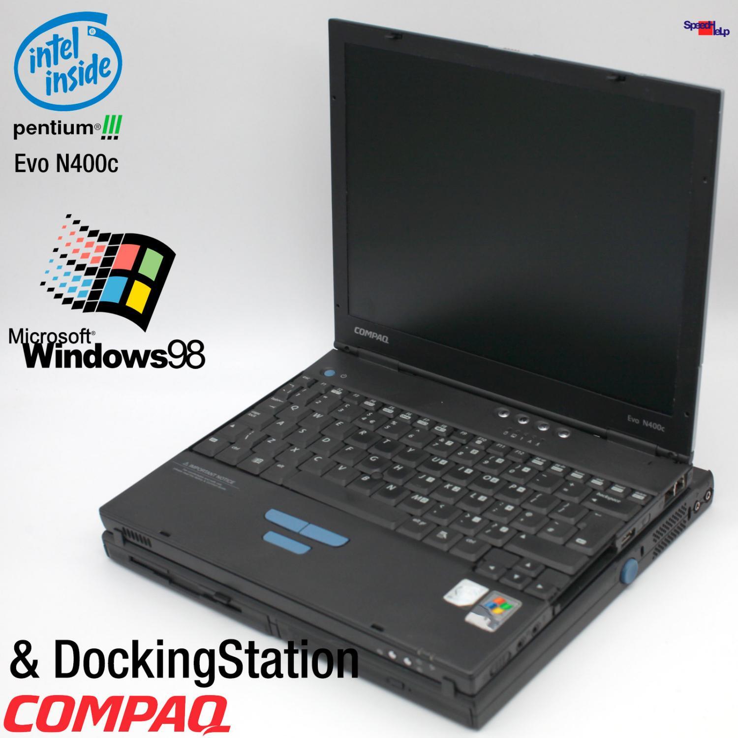 NETBOOK NOTEBOOK COMPAQ EVO N400C DOCKING STATION LAPTOP WINDOWS 98 384MB 20GB gallery