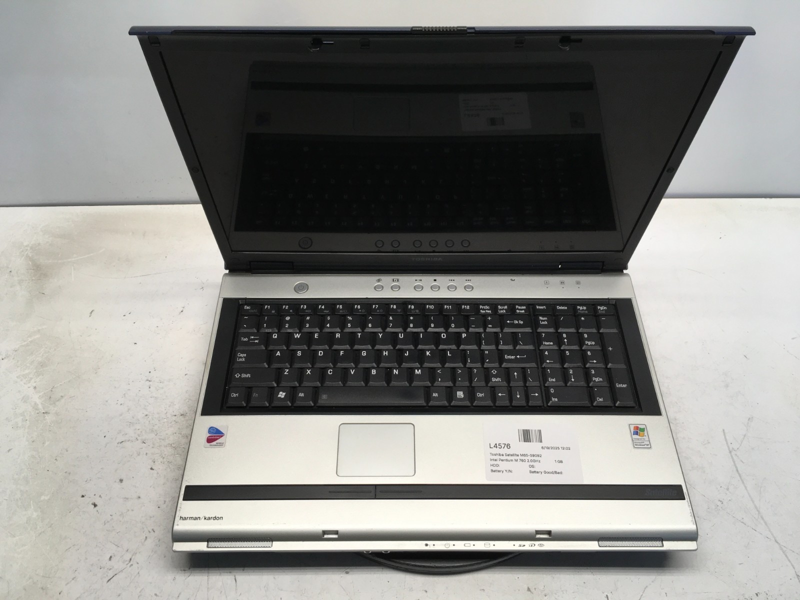 Toshiba Satellite M65-S9092 Intel Pentium M 760 2.0GHz 1 GB NO HDD/Battery gallery