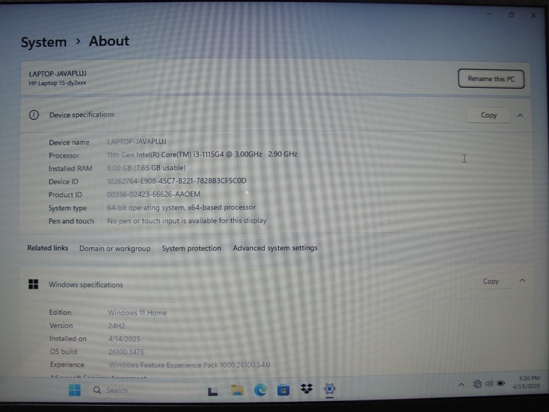 HP 15-DY2091WM 15.6” HD Intel Core i3-1115G4 3GHz 8GB 256GB SSD Original Charger gallery