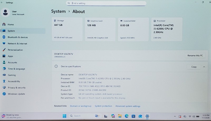 Lenovo ThinkPad X270 Core i5-6200U @ 2.30GHz 8GB RAM 512GB SSD Windows 11 Pro. gallery