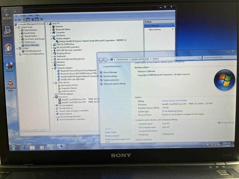 Sony vgn-BZ560P 2.53G 4Gb ram 640 Gb HDD