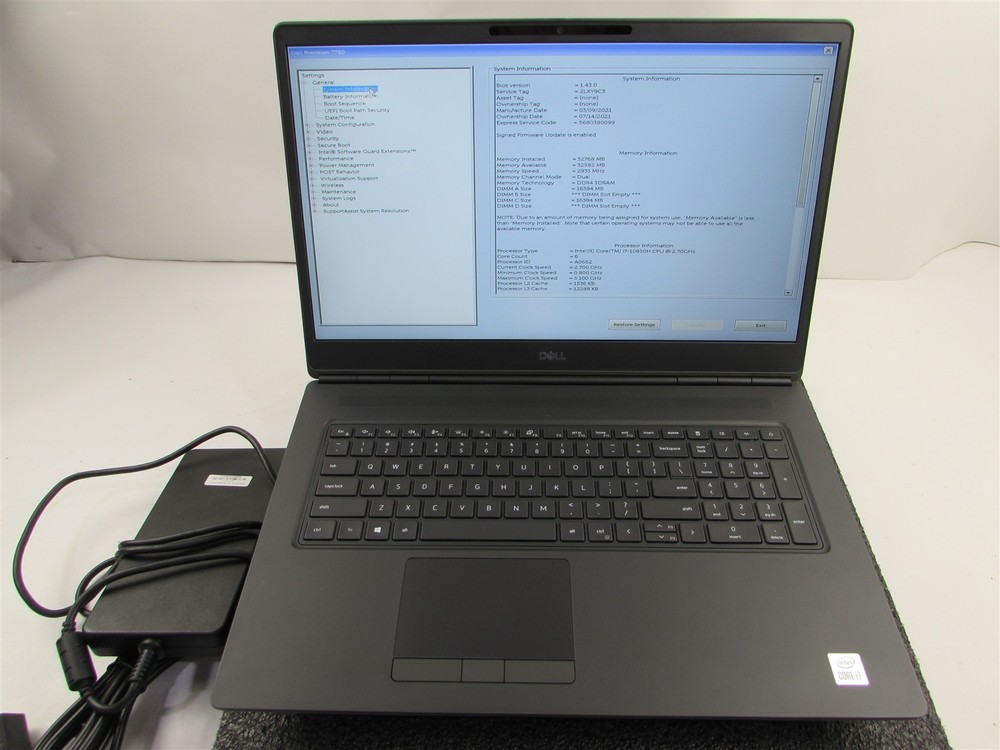 DELL PRECISION 7750 FHD CORE I7-10850H 1TB SSD 32GB RAM NVIDIA RTX 4000 WIN 11
