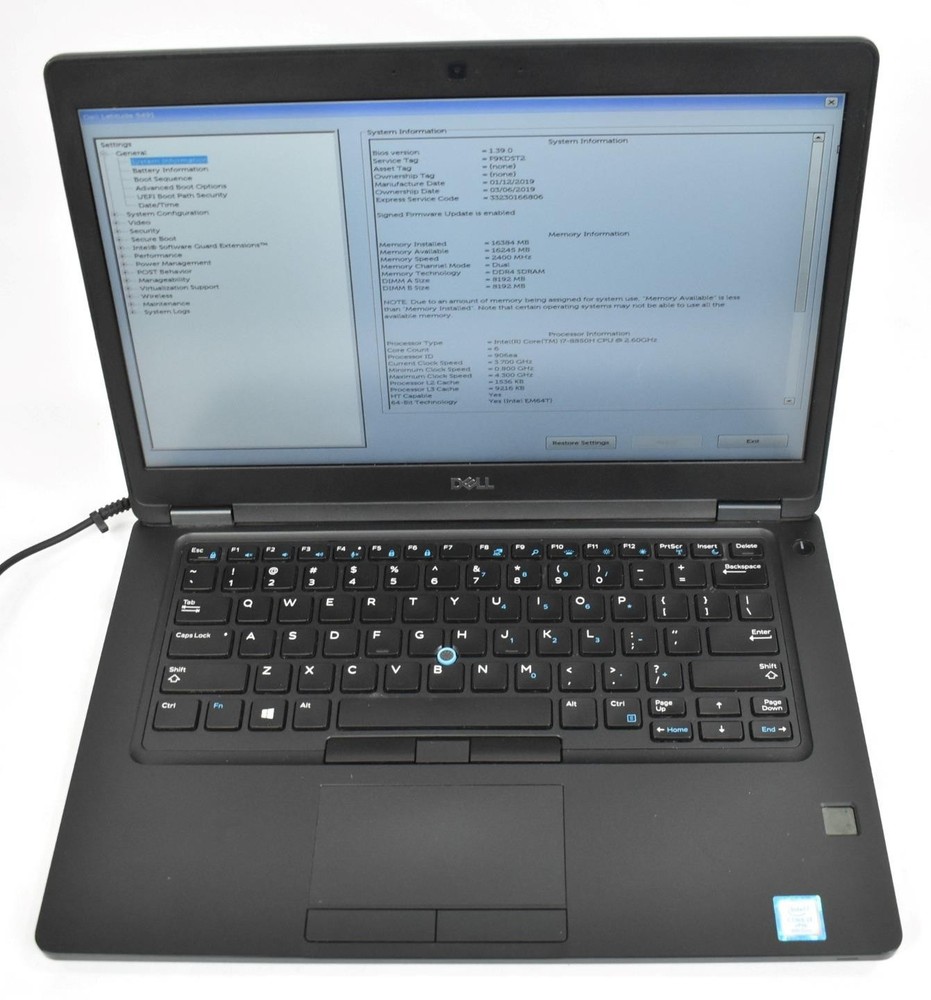 Dell Latitude 5491 Laptop i7-8850H 2.6GHz 16GB 256GB SSD No OS 14" *See Details*