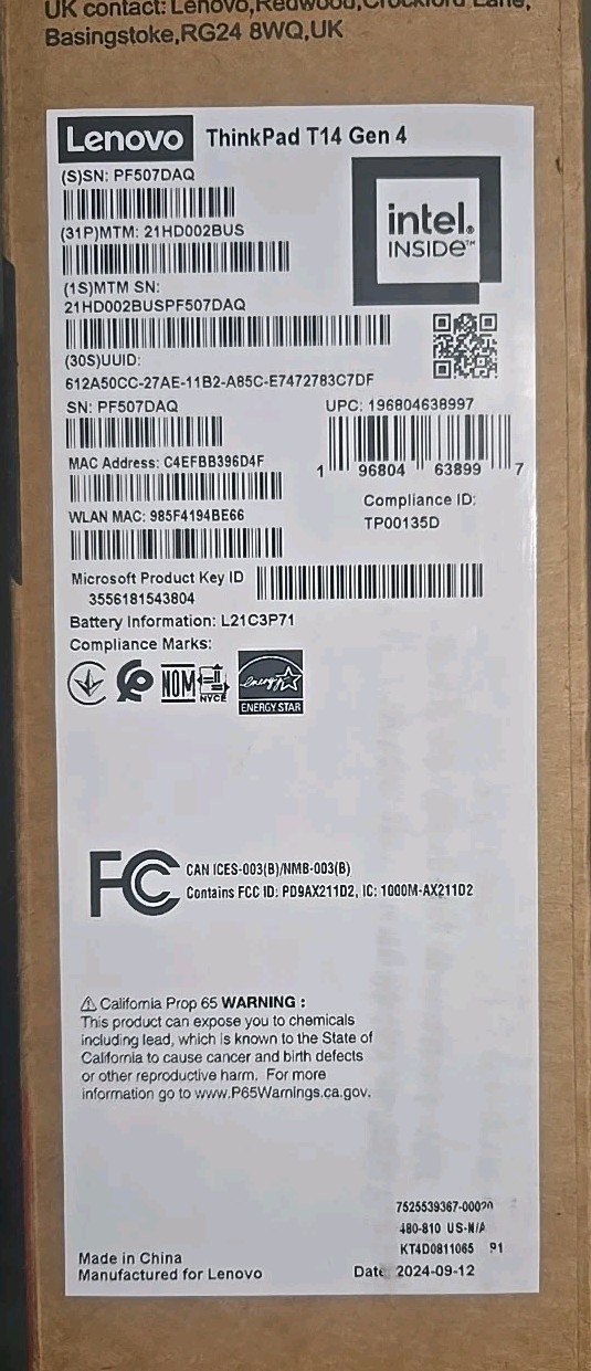 Lenovo ThinkPad T14 Gen 4 - i7 13th Gen 16GB 512GB SSD - Open Box - WARRANTY gallery