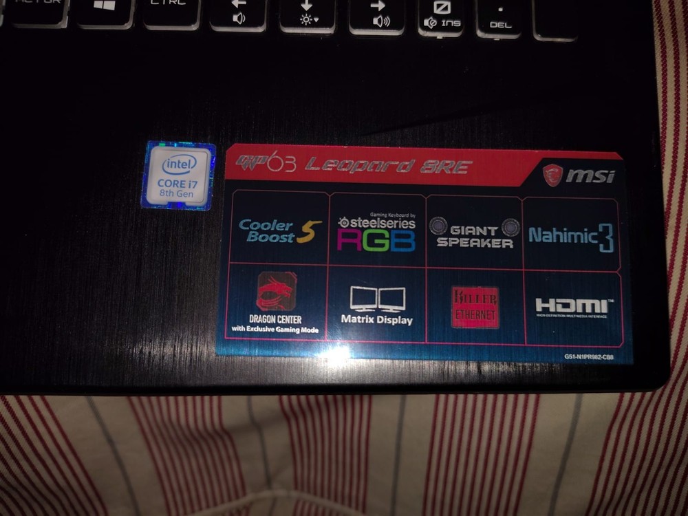 MSI GP63 Leopard 8RE 15.6in i7 8th Gen 1TB Win10 HDMI Black Laptop