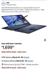 Dell XPS 13 9315 (2-in-1) QHD+ TOUCH 1.1 GHz i7-1250U 16GB 1TB SSD