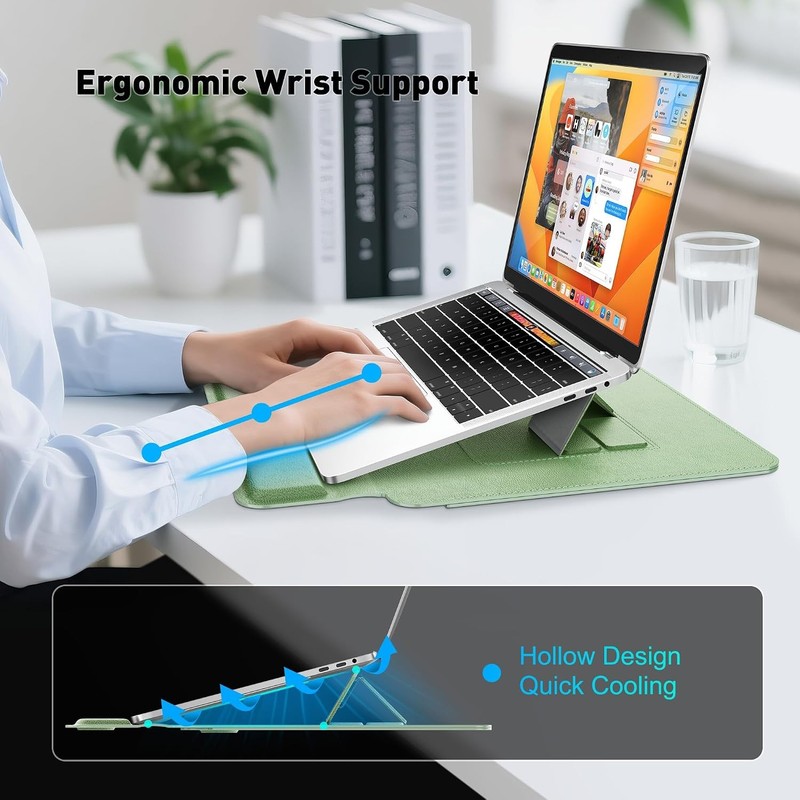 Sleeve for 13"-14" Laptop, Expandable Storage, Ultra-Slim Stylish - Blue gallery